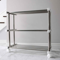 3-Layer Stainless Steel Shoe Rack – Durable & Space-Saving Organizer