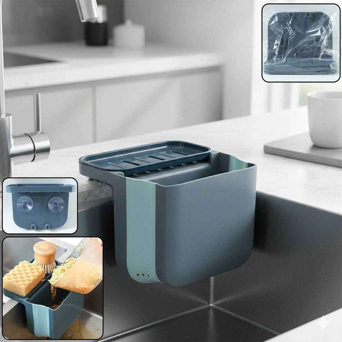 Kitchen Sink Hanging Storage Basket – Suction Cup Design