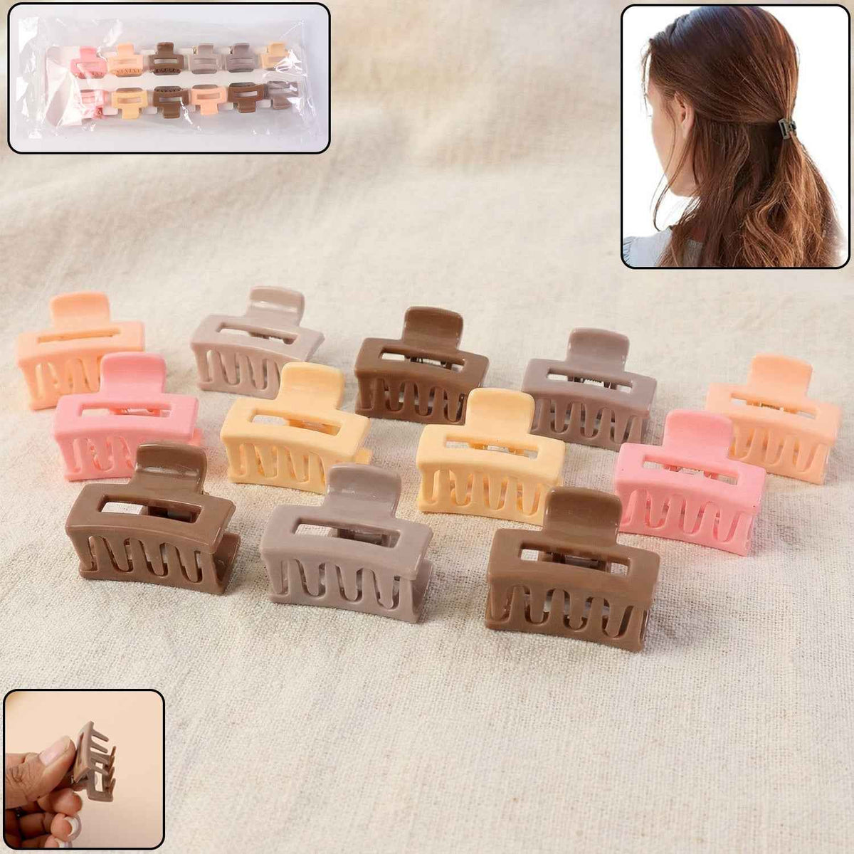 Mini Hair Claw Clips Set – Durable & Stylish 12 Pc
