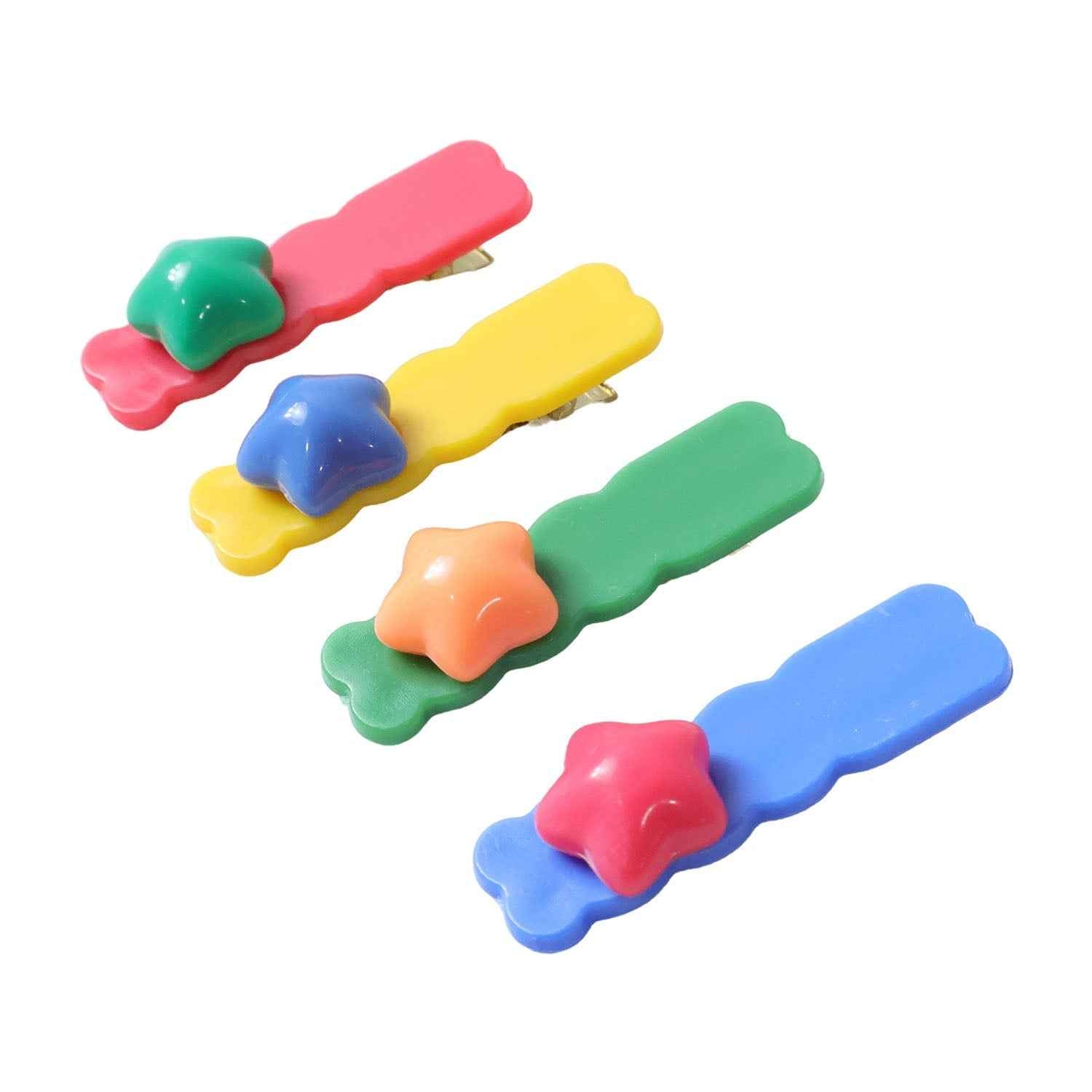 Star Design Hair Clip Set – Colorful & Decorative 4 Pieces