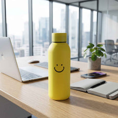 400 ML Smiley Face Glass Travel Water Bottle with Silicone Sleeve (1 Pc)