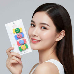 Smiley Candy Hair Clips – Cute Decorative Set of 4 for Daily Wear