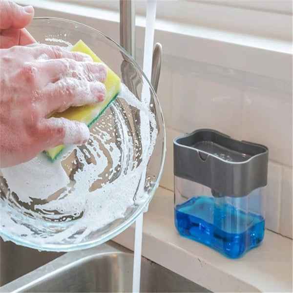 2-in-1 Soap Dispenser – Countertop Sponge Caddy for Kitchen | VelvetBubbles