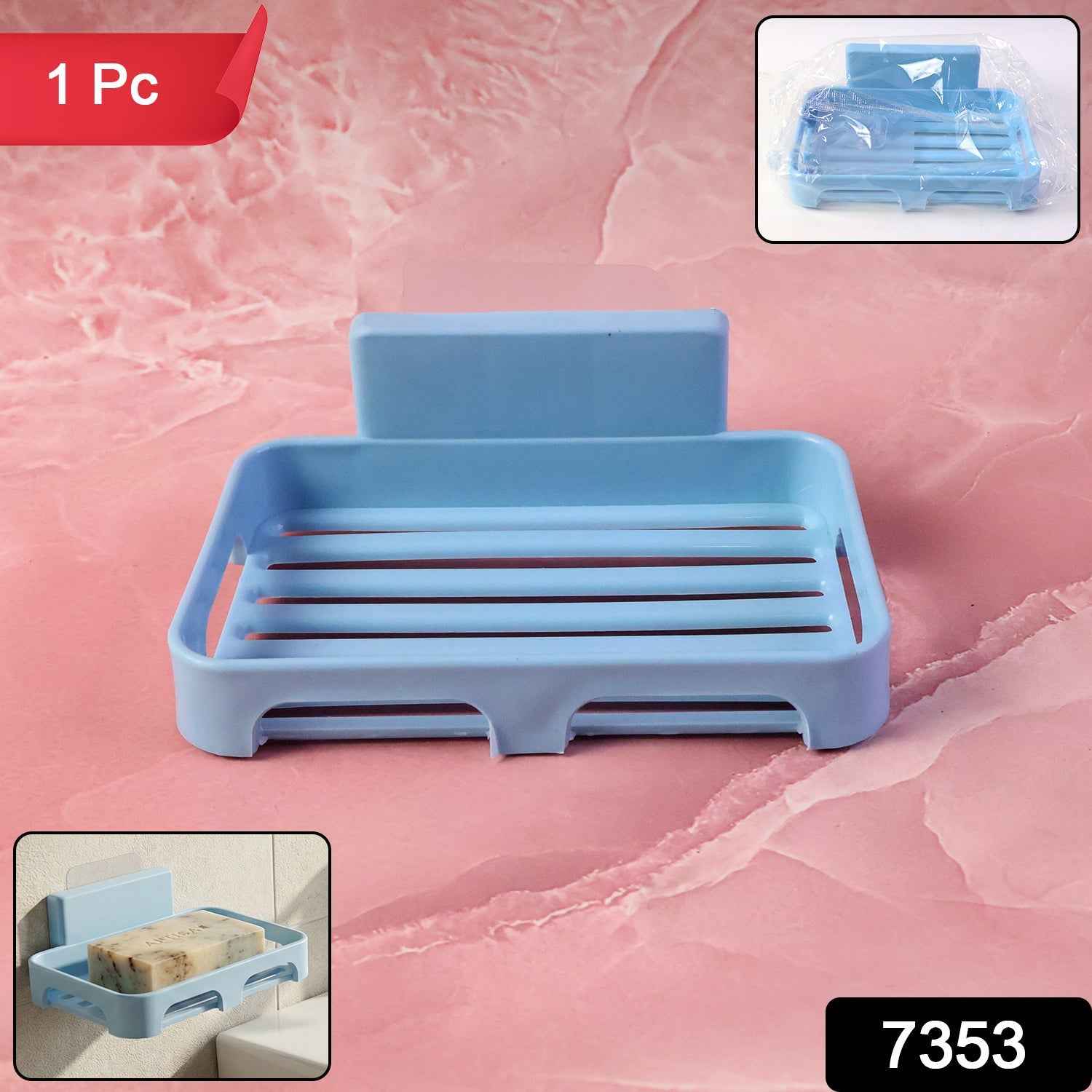 Plastic Soap Dish with Drain Slots – Self-Adhesive Wall Mount