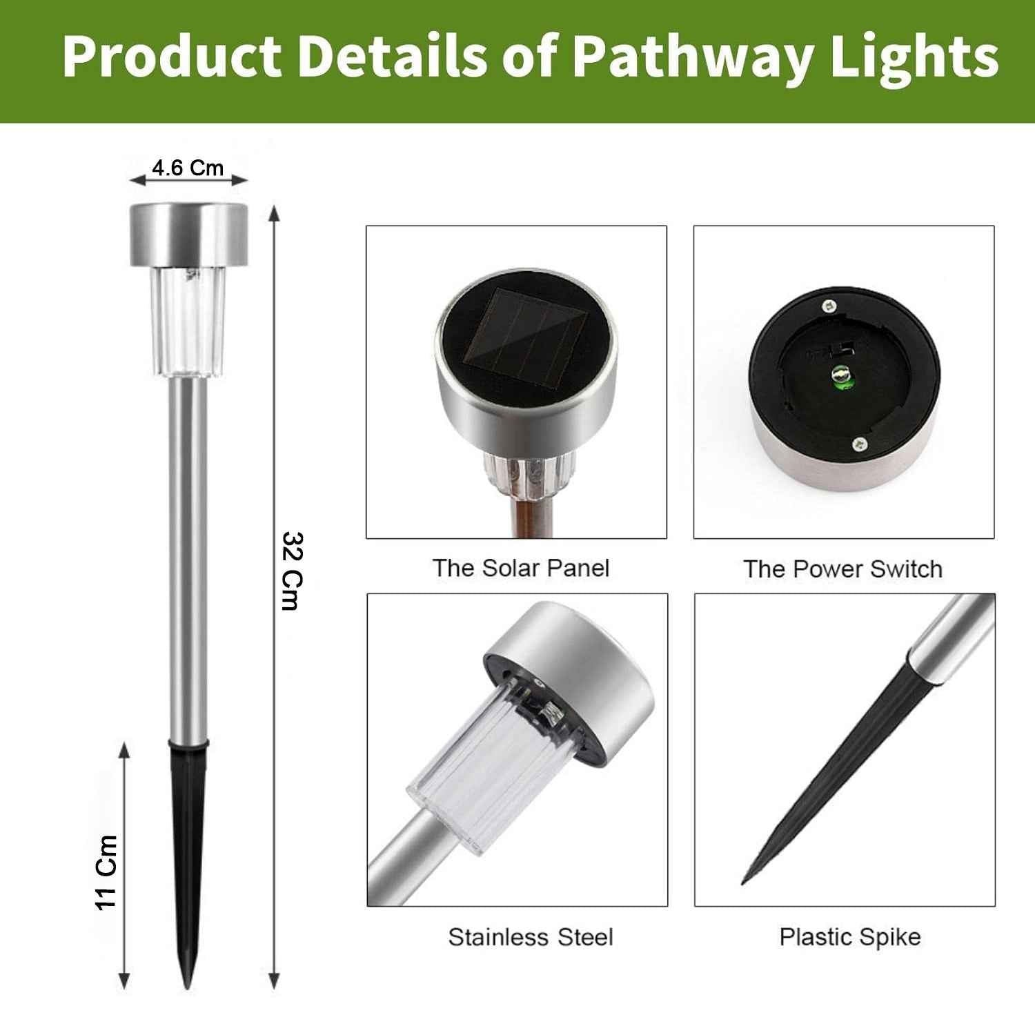 Solar Lawn Lamp Set – Eco-Friendly Stainless Steel Outdoor Lights