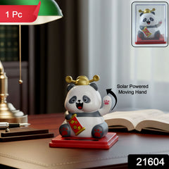 Cute waving panda solar toy showing hand motion