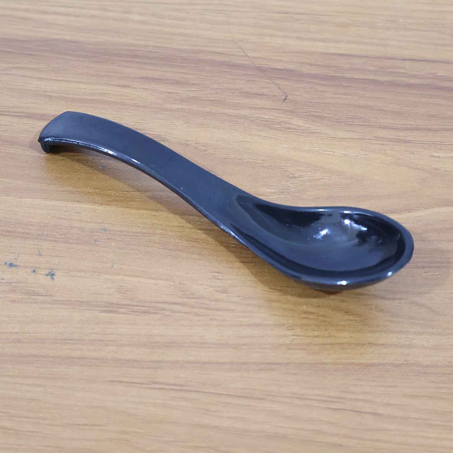 Plastic Soup Spoon – Deep Bowl with Ergonomic Grip, Black