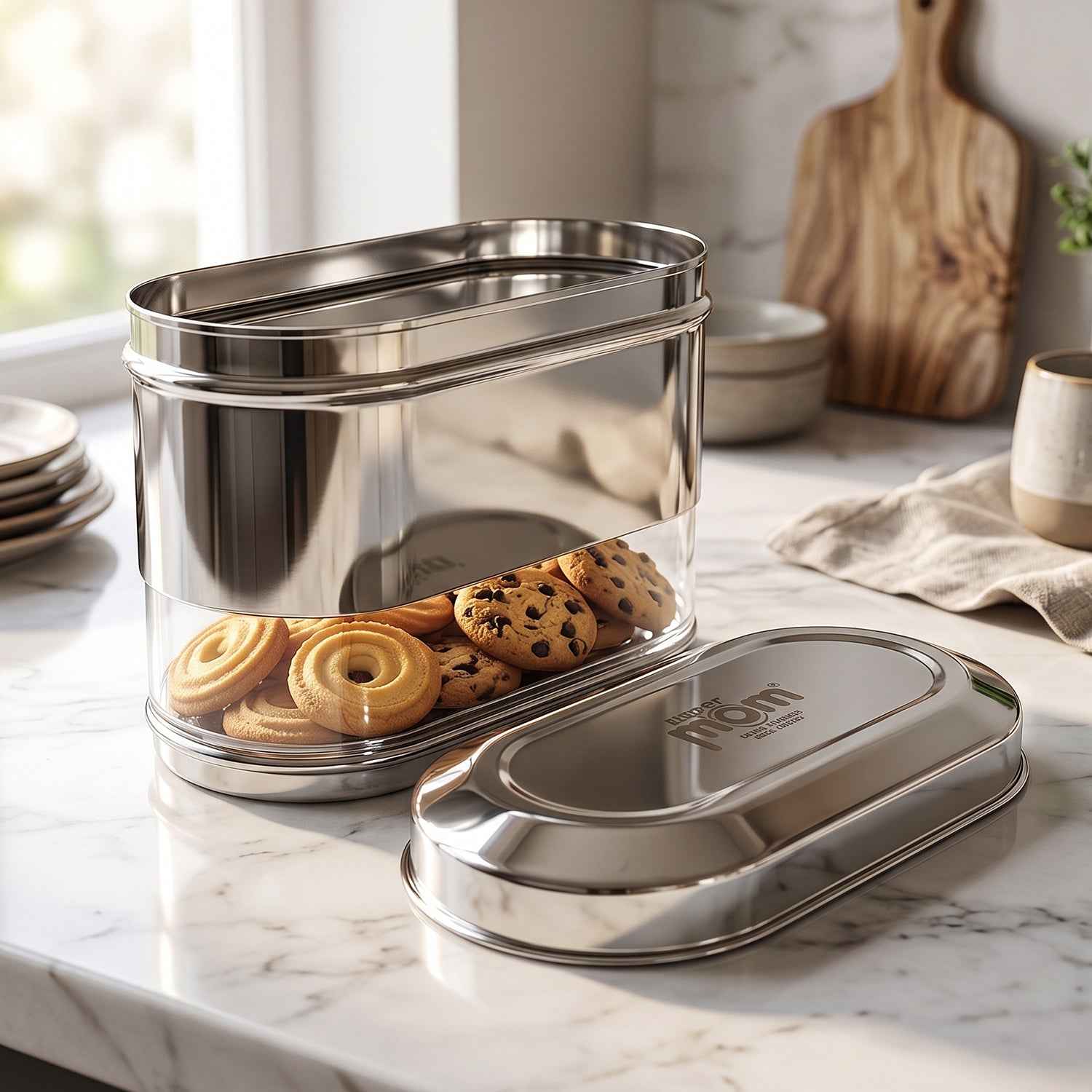 Stainless Steel Oval Canister Ð Airtight Food Storage for Freshness