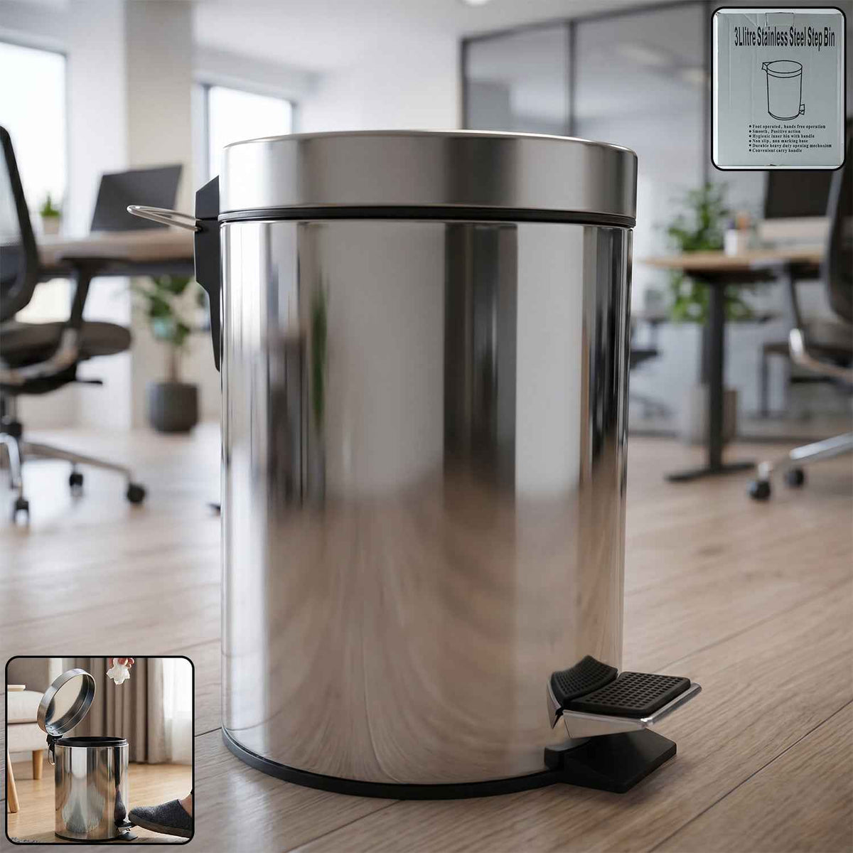 Stainless Steel Pedal Dustbin Ð Compact & Hygienic Waste Disposal