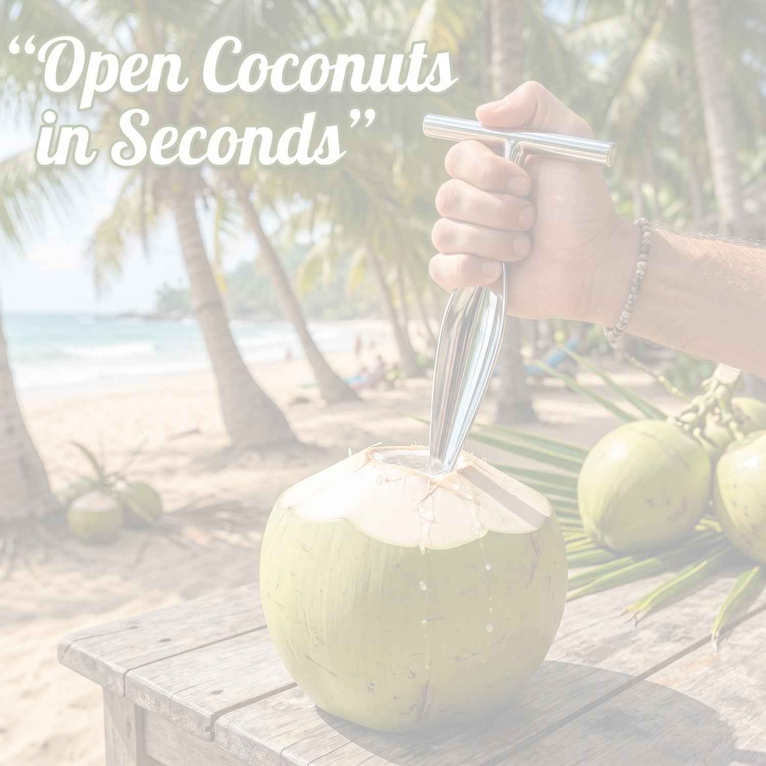Coconut Breaker – Stainless Steel with Comfortable T-Handle Grip