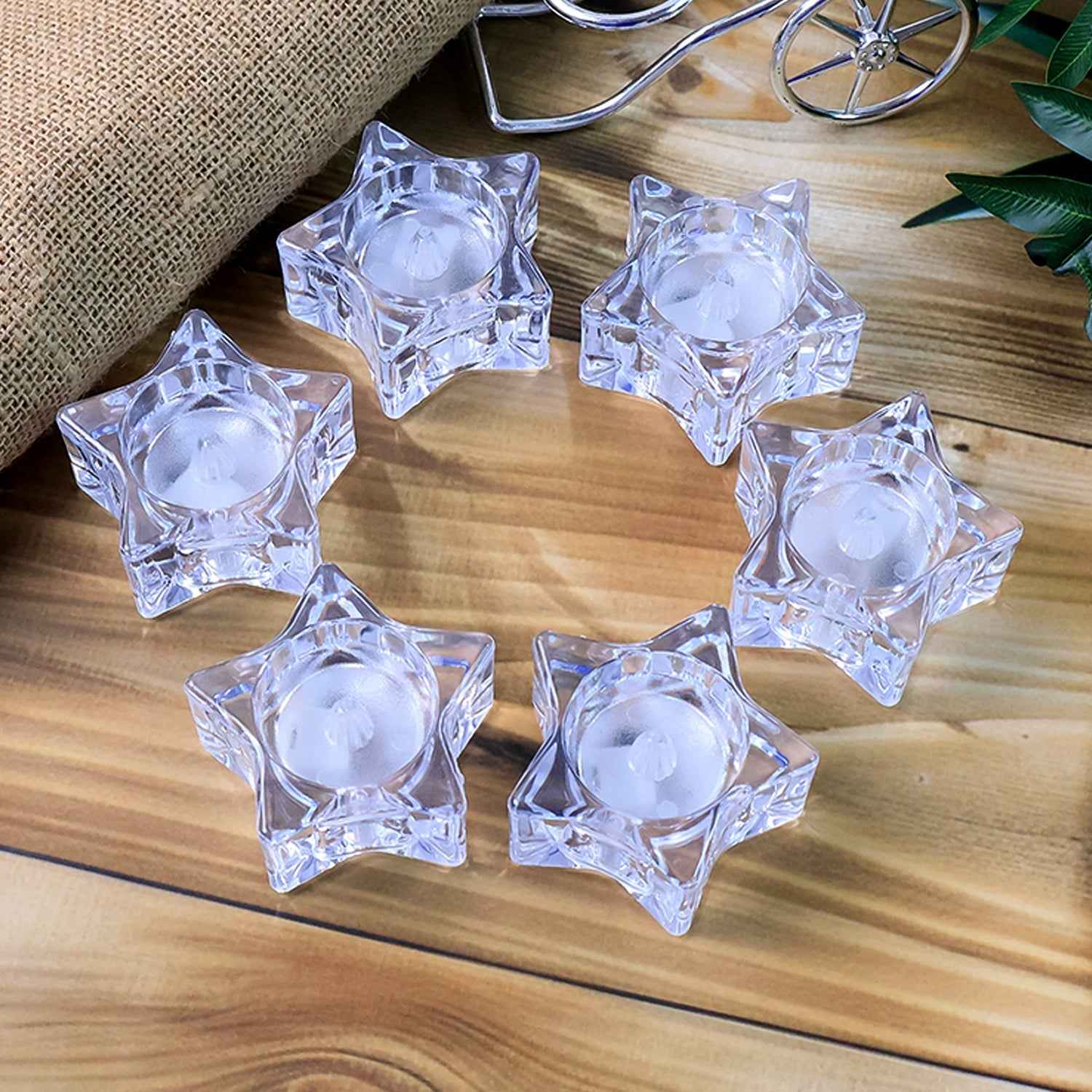Star-Shaped LED Candles – Flameless Battery-Operated Set of 6