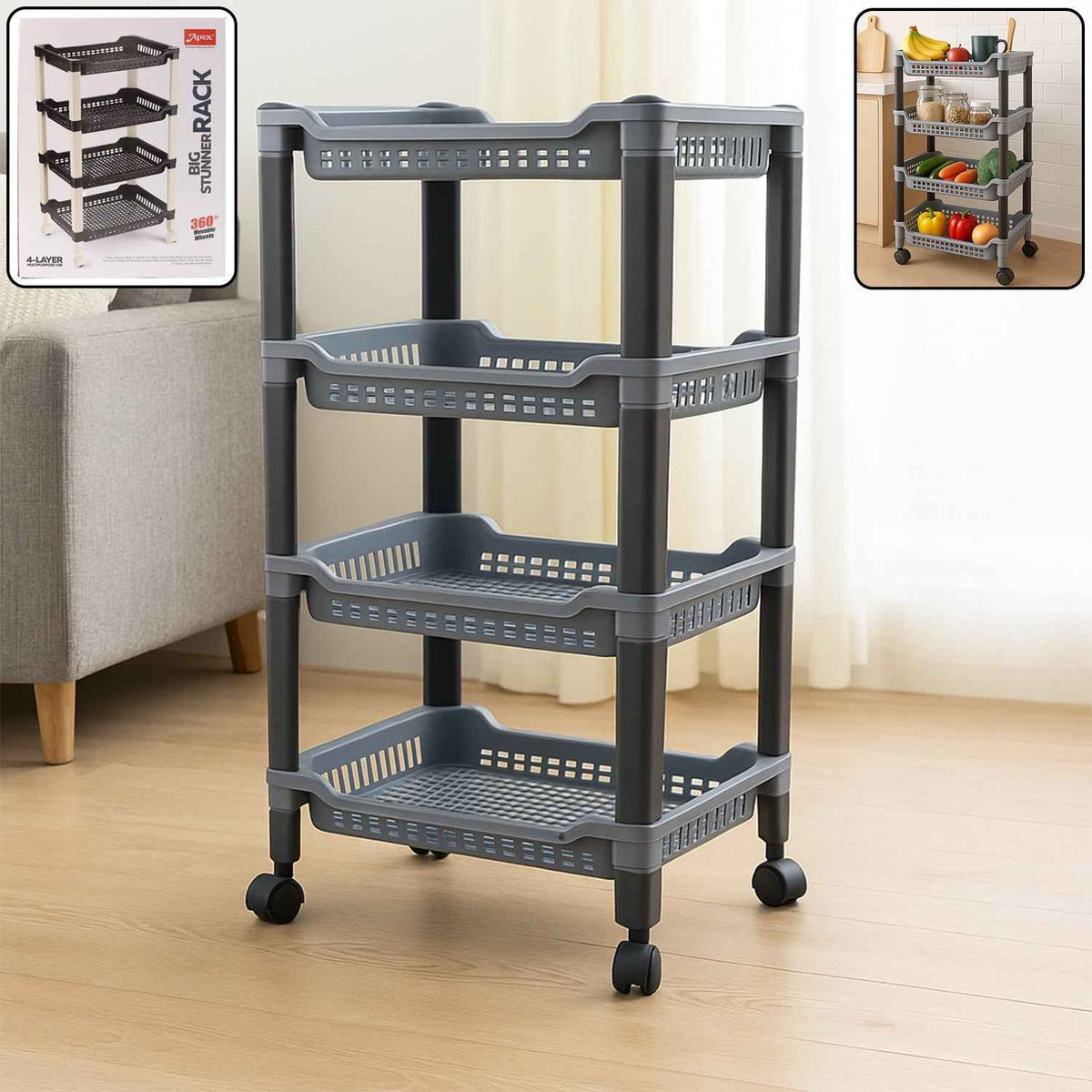 Plastic Storage Rack – 4-Layer Ventilated Multipurpose Organizer