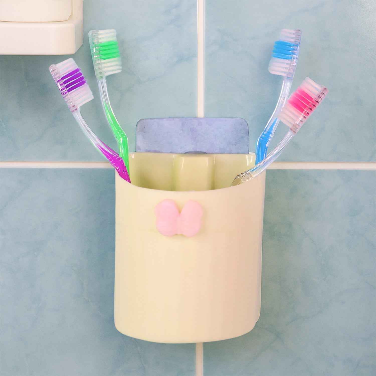 Wall-Mounted Toothbrush Holder – Butterfly Design & Strong Adhesive