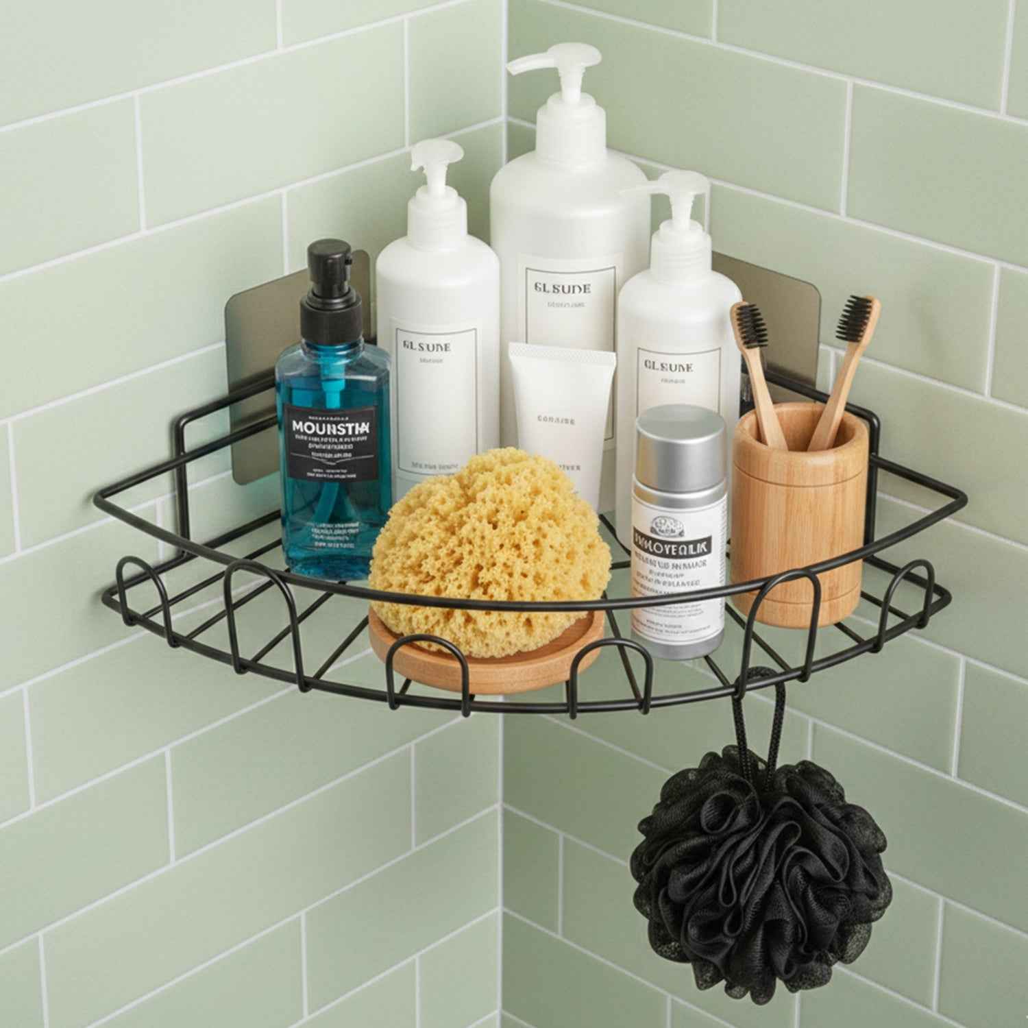 Wall-Mounted Corner Bathroom Storage Rack – Space-Saving Organizer
