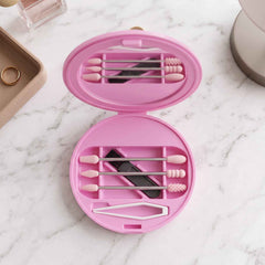 Reusable Silicone Cotton Swab Set with Mirror Case Washable Ear Buds (1 Set)