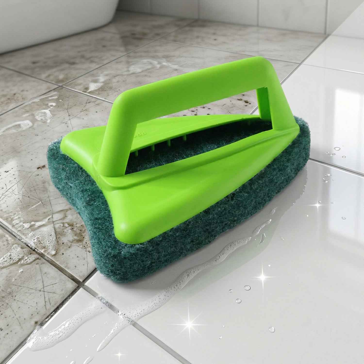 Bathroom Tile Scrubber – Abrasive Head & Handle | Pro Clean