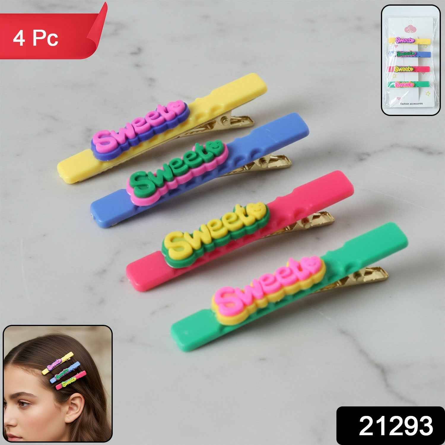 Sweet Text Hair Clip Set – Trendy Lightweight Fashion Pins (4 Pc)