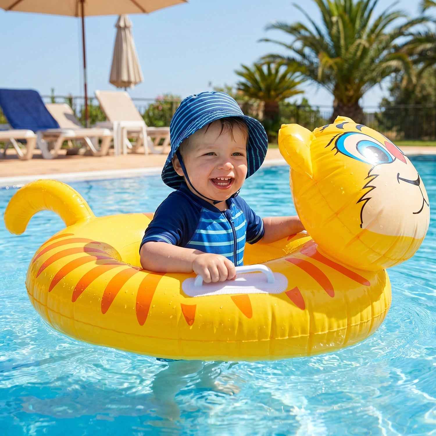 Kids Inflatable Tiger Swim Ring Ð Safe Water Play Float for Kids