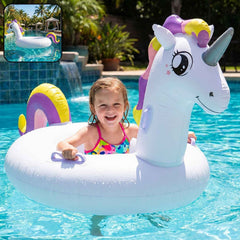 Kids Inflatable Unicorn Swim Ring Ð Durable Pool Float with Handles