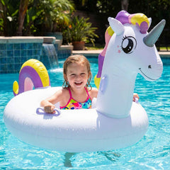 Kids Inflatable Unicorn Swim Ring Ð Durable Pool Float with Handles