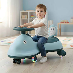 Kids Swing Car Ride On Toy with Music, Blue Shark Design Magic Twist Car (1 Pc)
