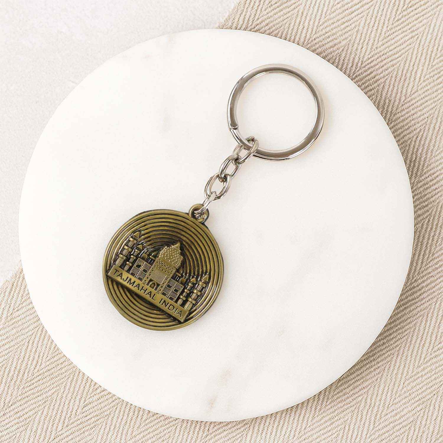 Taj Mahal Souvenir Keychain – Antique Brass Finish Durable Metal