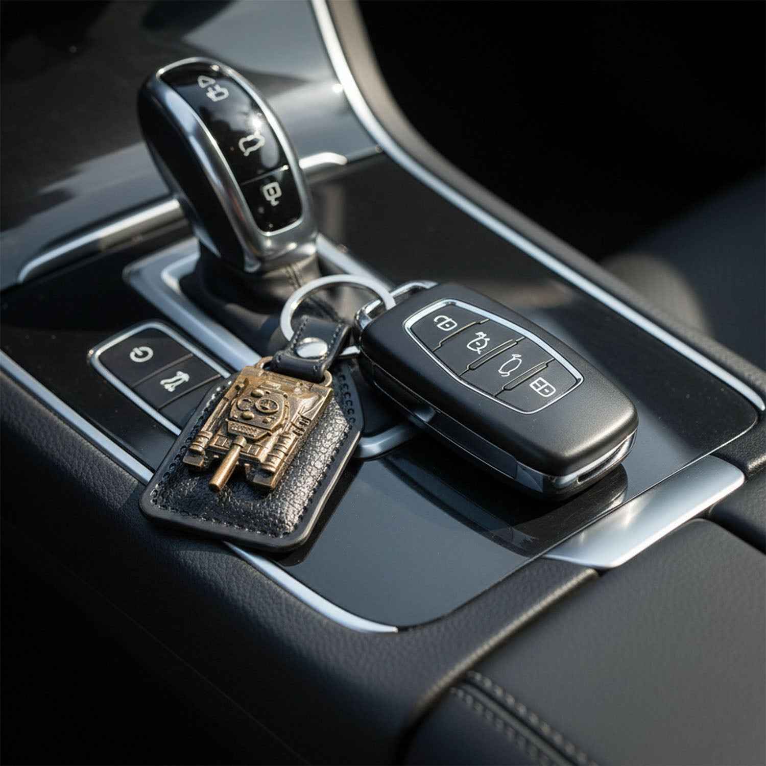 Military Tank Design Leather Finish Keychain – Vintage & Durable