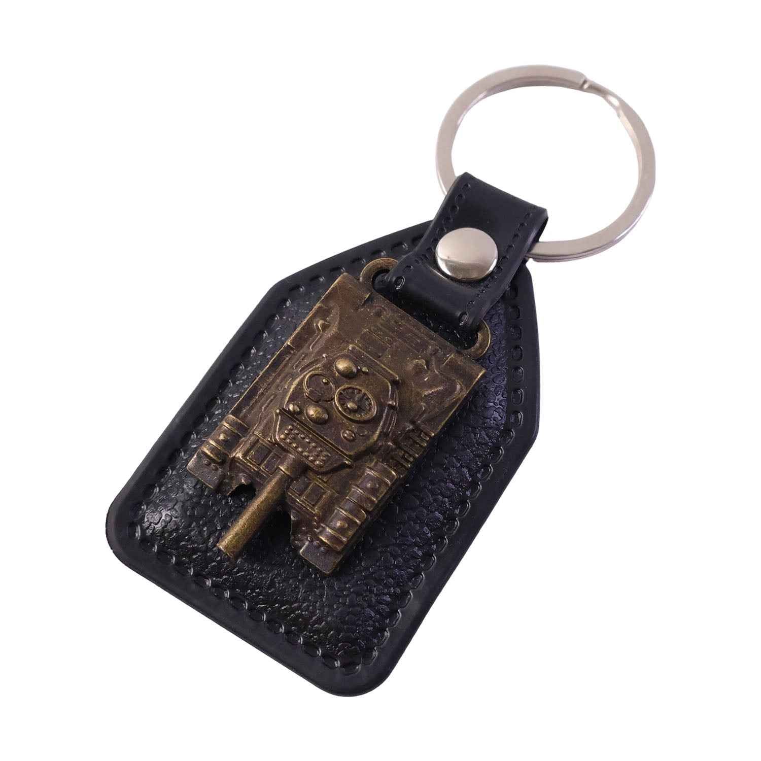 Military Tank Design Leather Finish Keychain – Vintage & Durable