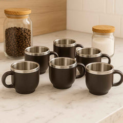 Stainless Steel Cappuccino Mugs – Double Wall Insulated 100ML Set