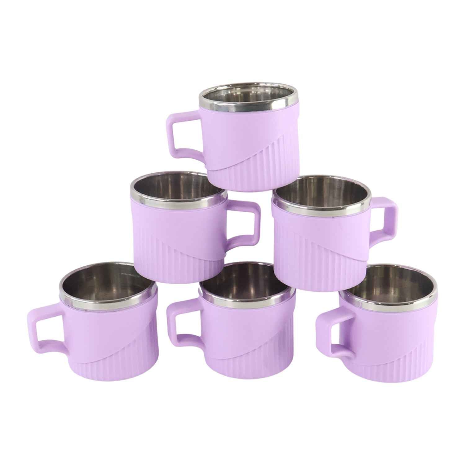 Tea Coffee Cup Set of 6 – Durable Metal Inner, Heat-Safe Sleeve