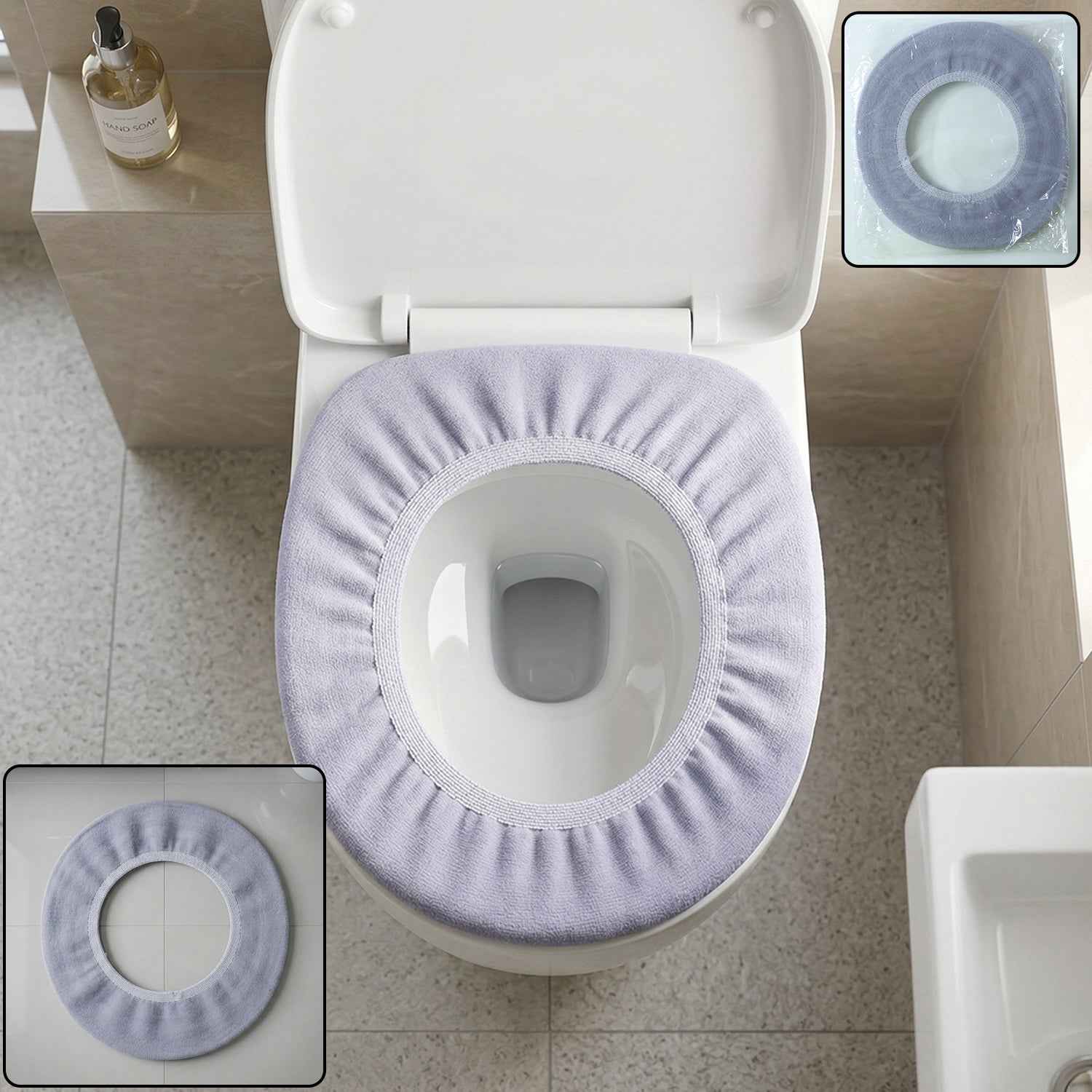 Soft Fabric Elastic Toilet Seat Cover – Washable & Comfortable Fit