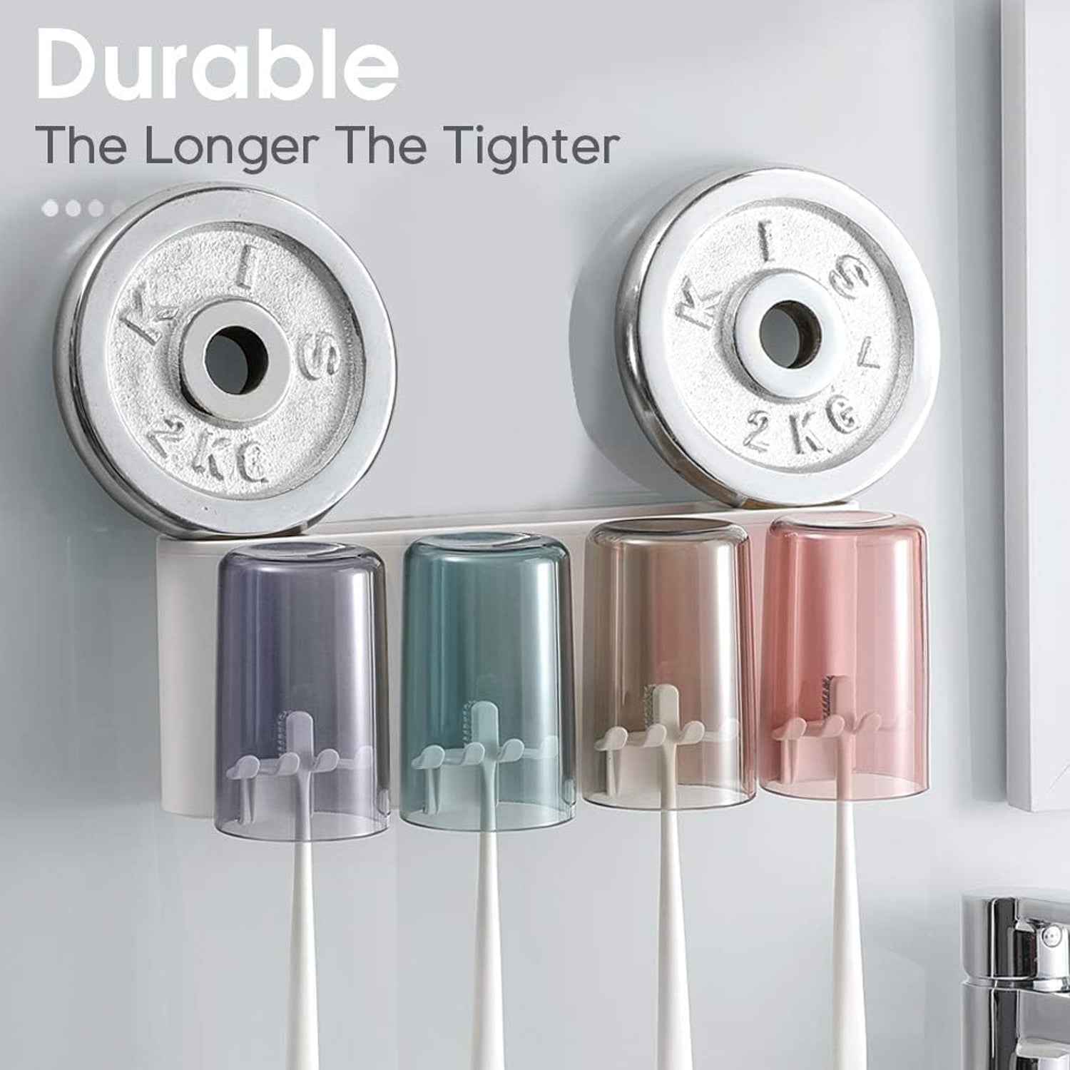 Wall Mounted Toothbrush Holder with Inverted Cups – Space Saving Organizer