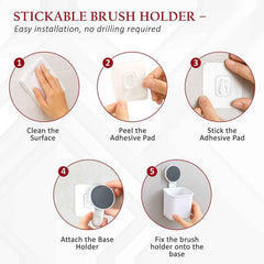Wall Mounted Toothbrush Holder – No-Drill Space Saving Bathroom Organizer