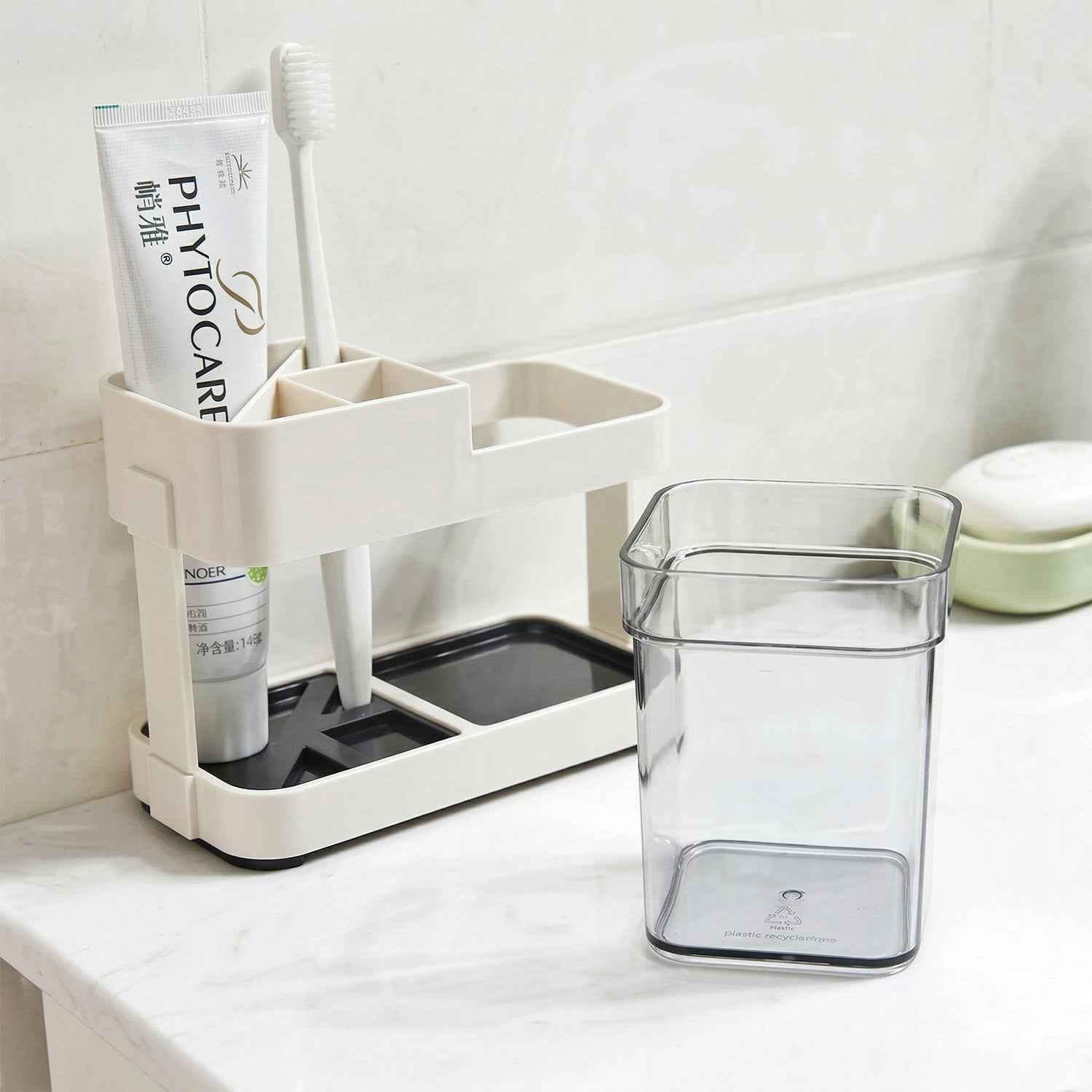 Multipurpose Toothbrush & Toothpaste Stand Holder – Space-Saving Organizer