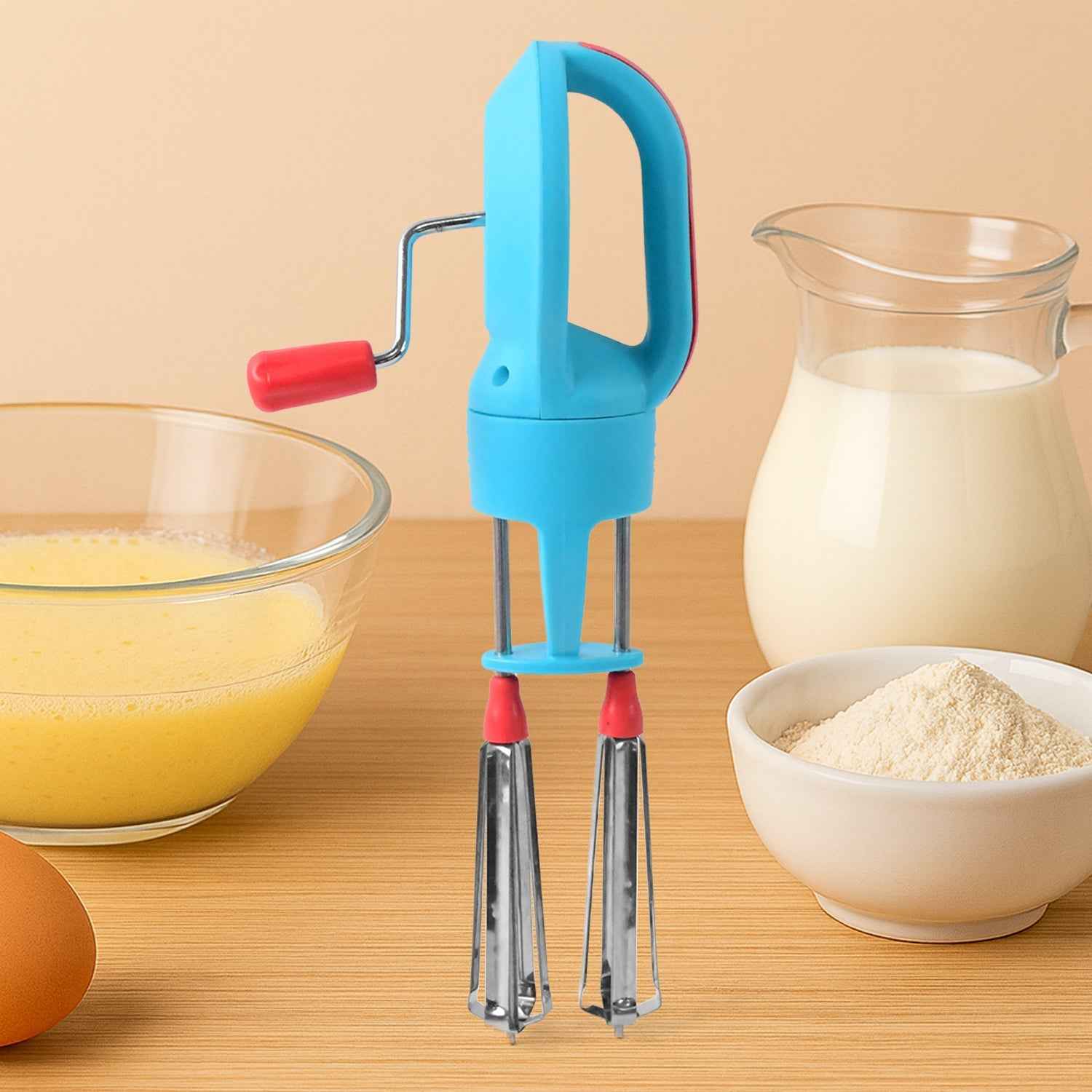 Manual Hand Beater – High-Speed Dual Stainless Steel Whisks