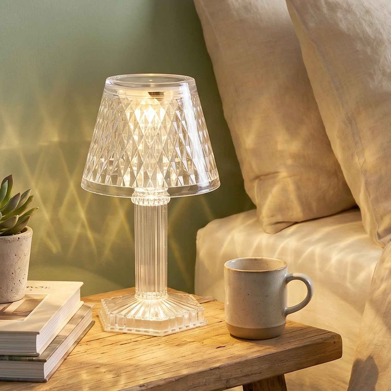 Crystal Table Lamp – Cup Shape LED Bedside Light | Styleva