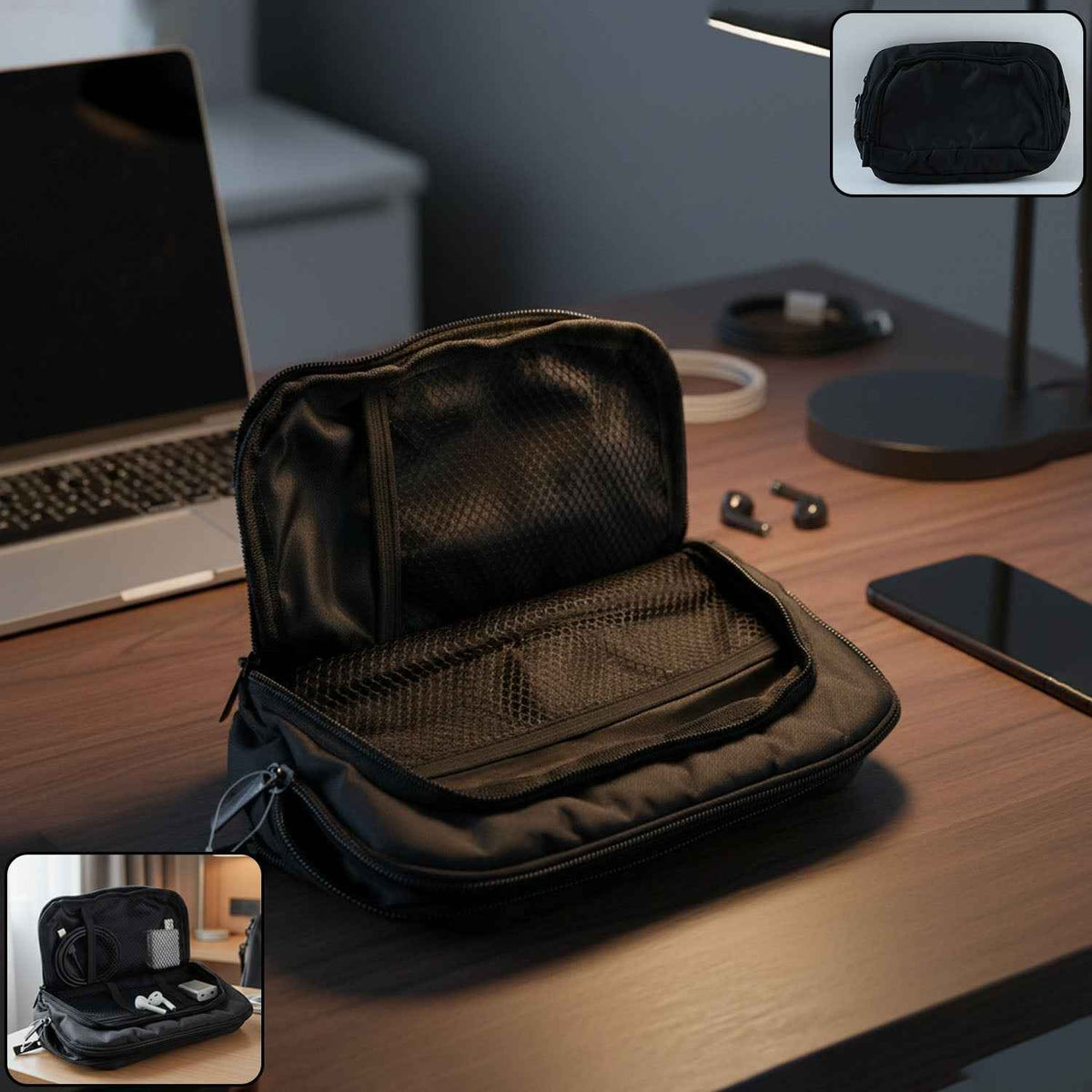 Small Electronics Organizer Pouch – Compact Travel Gadget Case