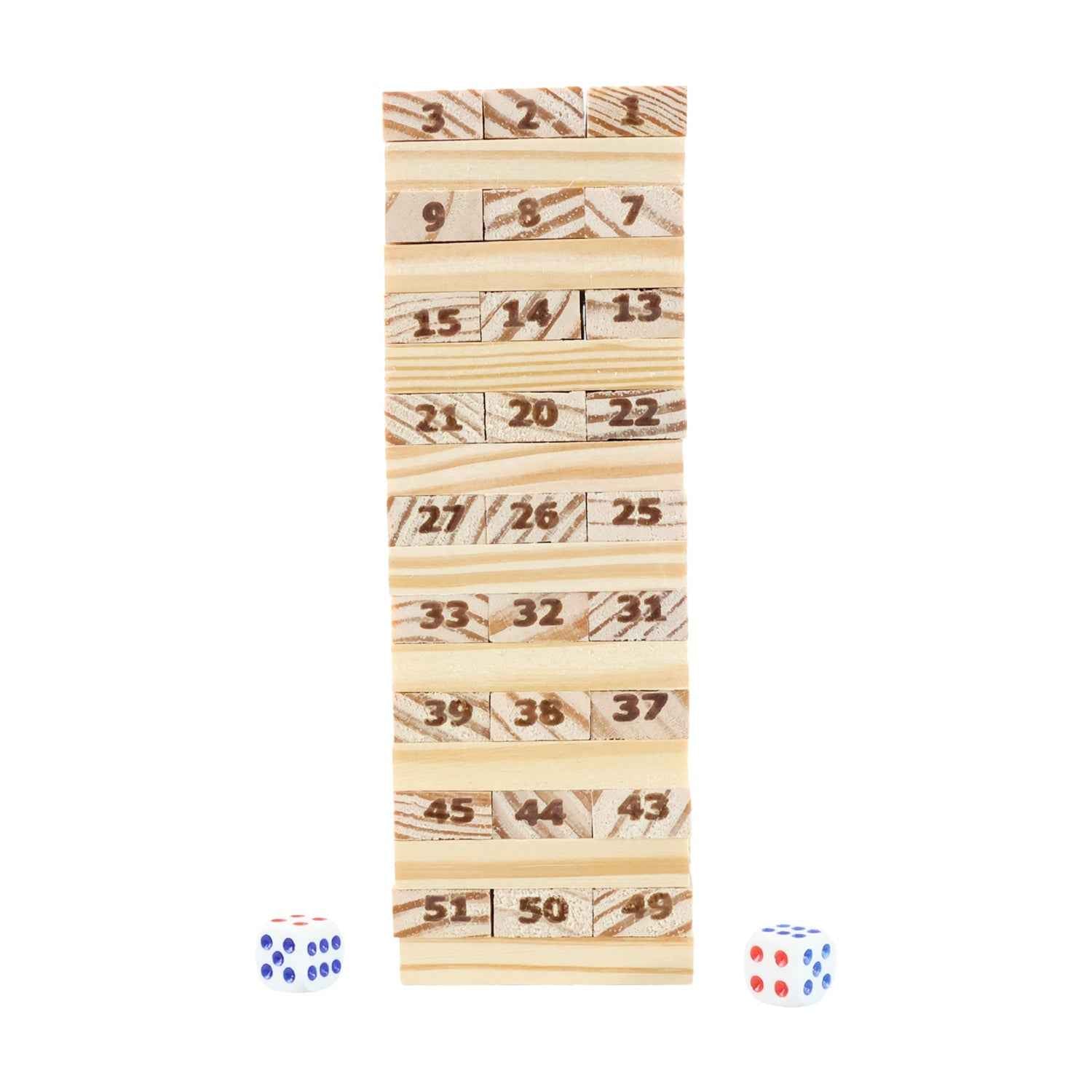 Tumbling Tower Wooden Blocks – 54-Piece Numbered Game Set