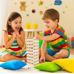 Tumbling Tower Wooden Blocks – 54-Piece Numbered Game Set