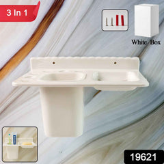 Wall Mounted Toothbrush Holder – 3in1 Multi-Compartment Organizer