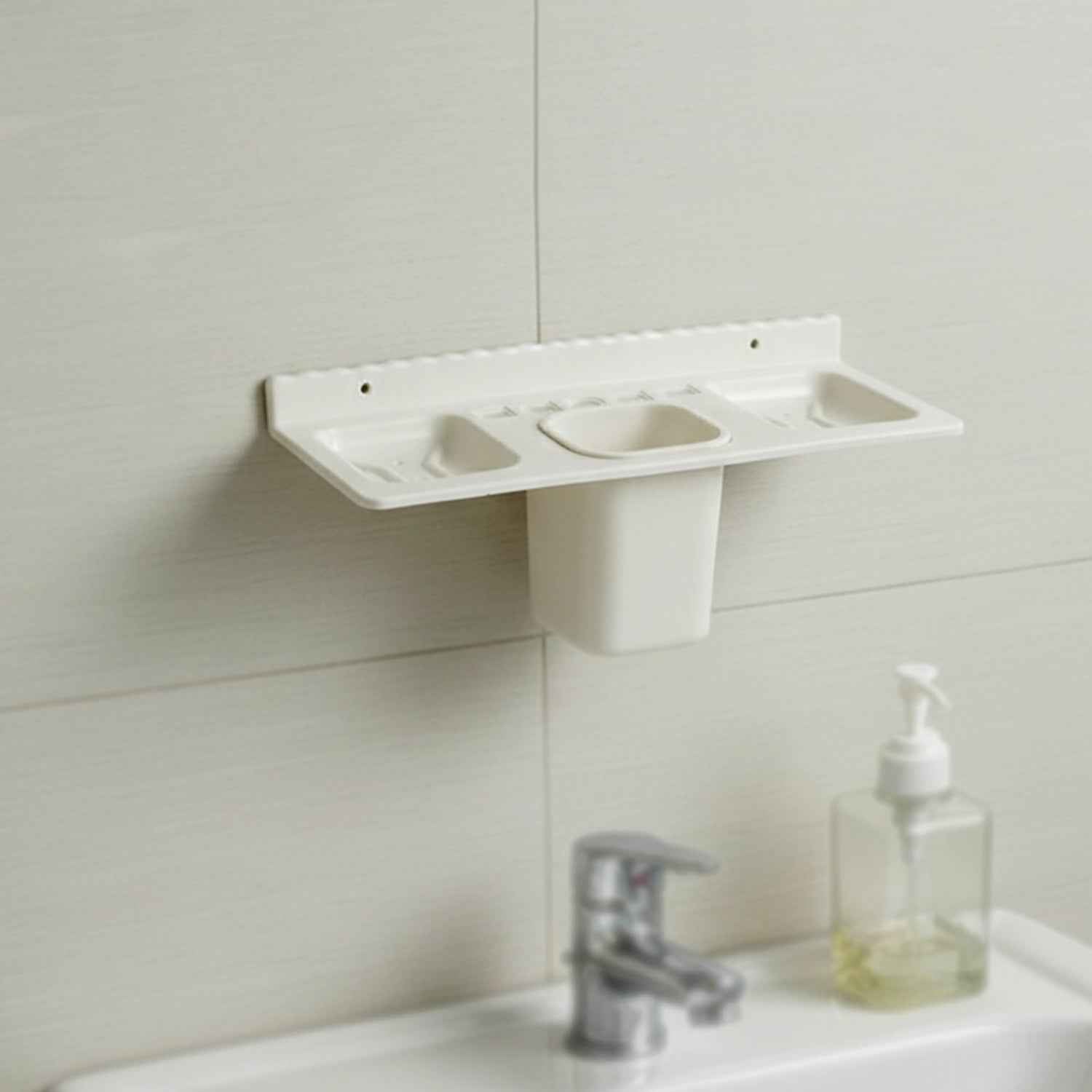 Wall-Mounted Bathroom Organizer – 4-in-1 Space Saver