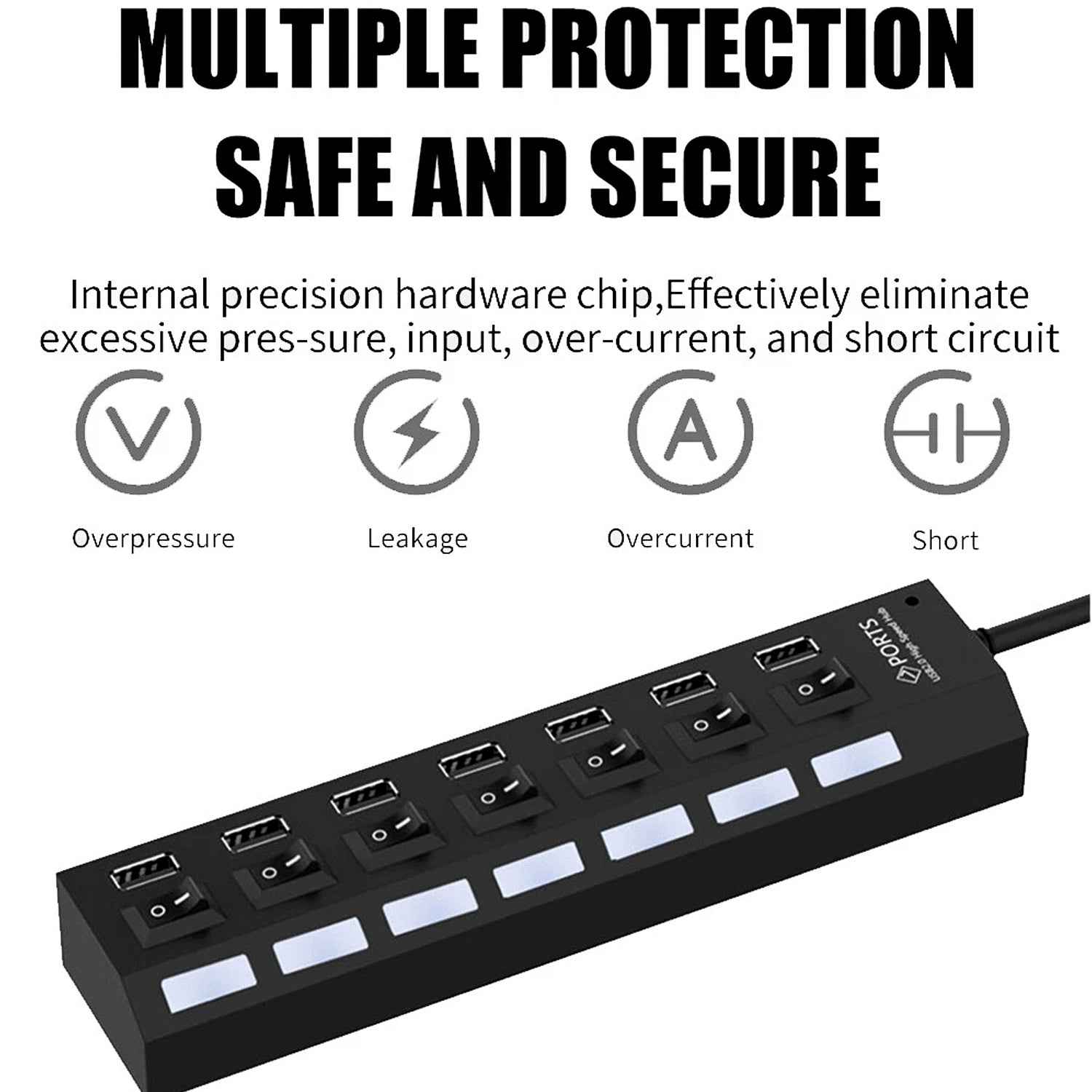 7 Port USB Hub – 7-in-1 Individual Switches, LED Indicators | Compshop