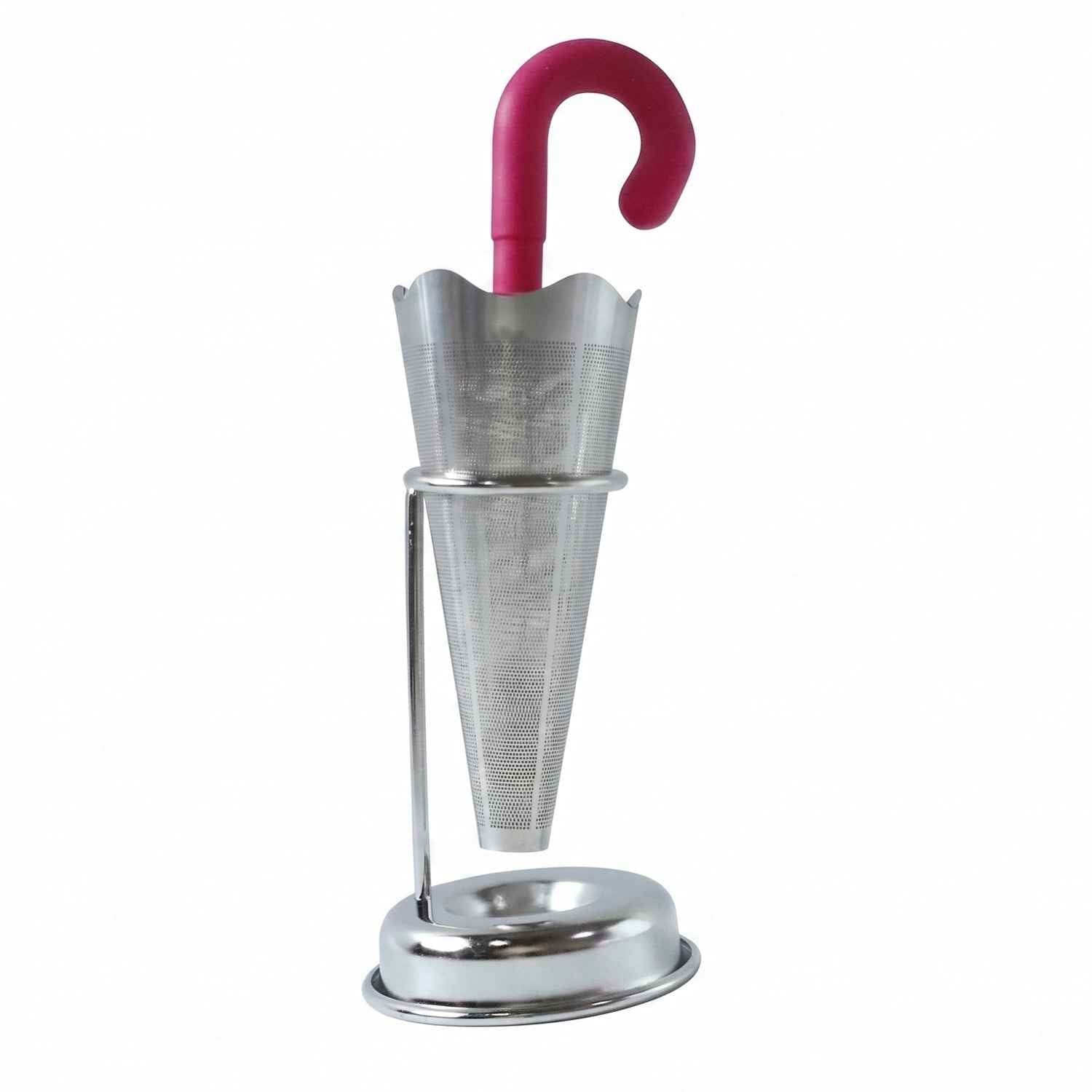 Stainless Steel Tea Strainer – Umbrella Design & Drip Tray | Siplix