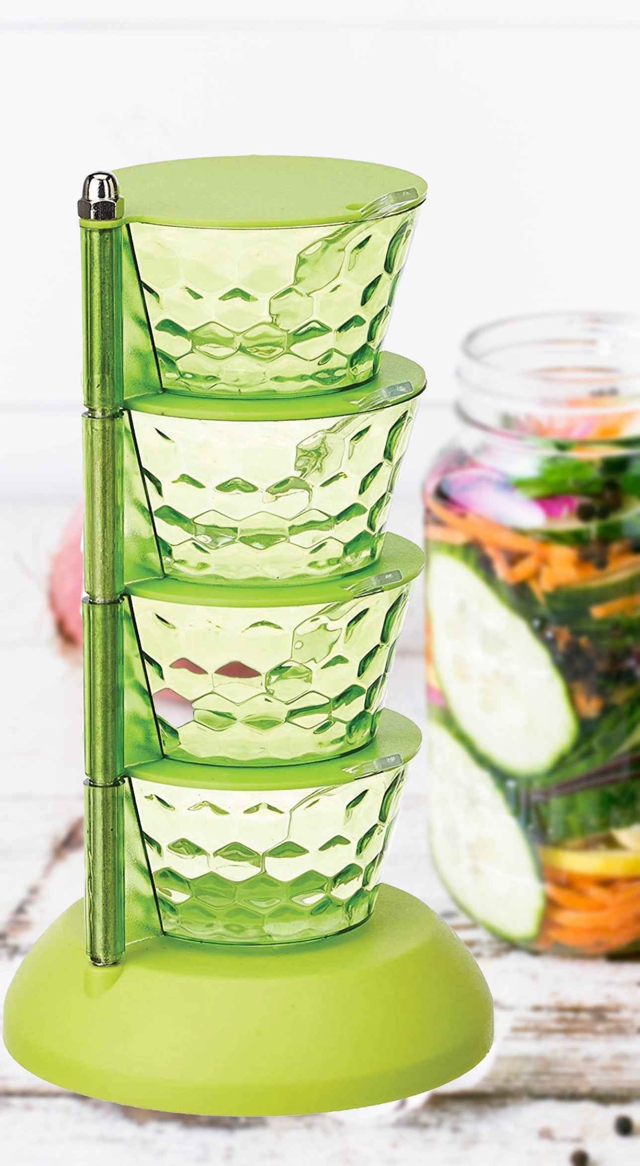 Rotating Pickle Rack – 4-in-1 Multipurpose Kitchen Storage | CookAura