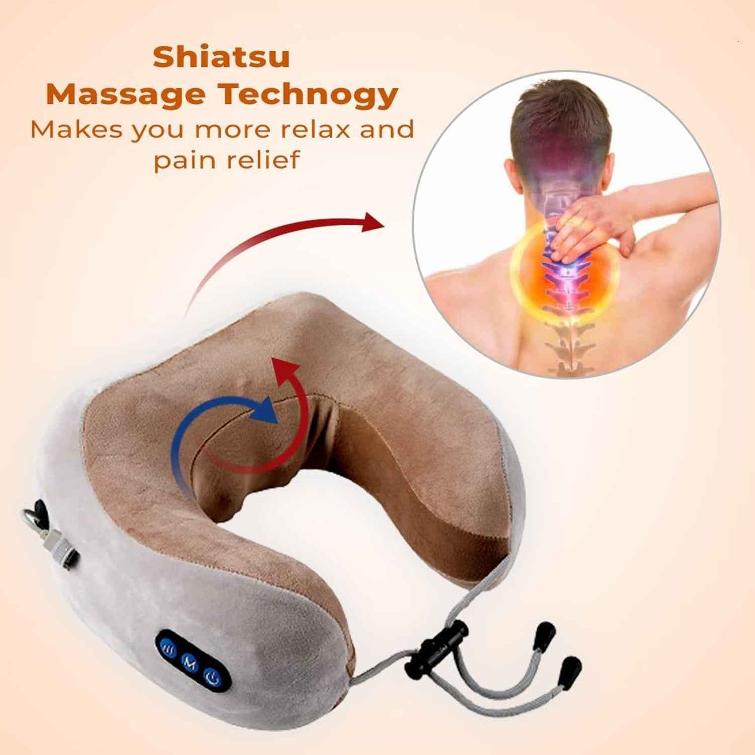 U-Shaped Electric Neck Massage Pillow Ð Cordless & Rechargeable