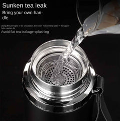 Vacuum Insulated Water Bottle 1000ml, Steel Hot and Cold Flask with Cup Lid (1 Pc)