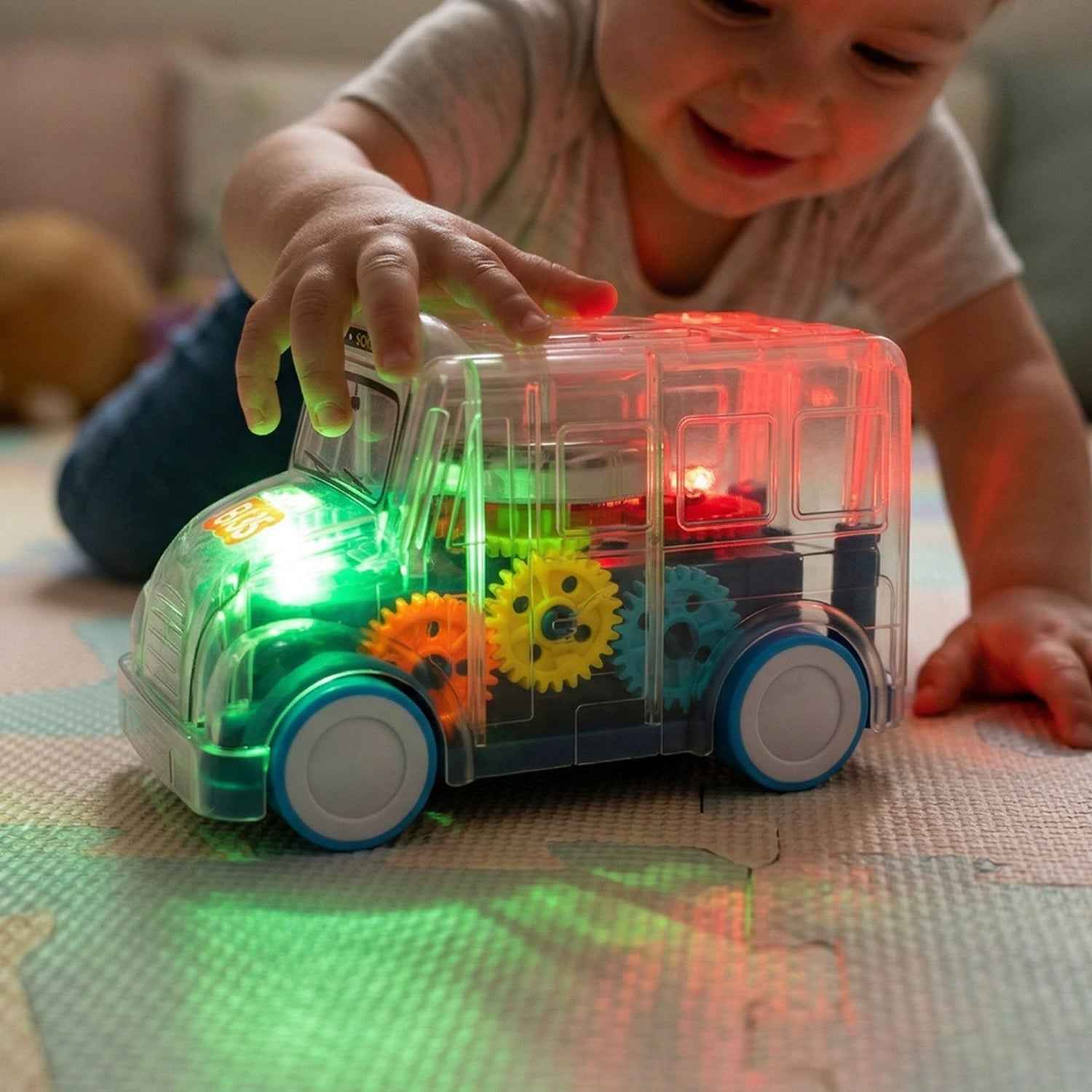 Kids Transparent Musical Light-Up School Bus – Engaging Playtime Toy