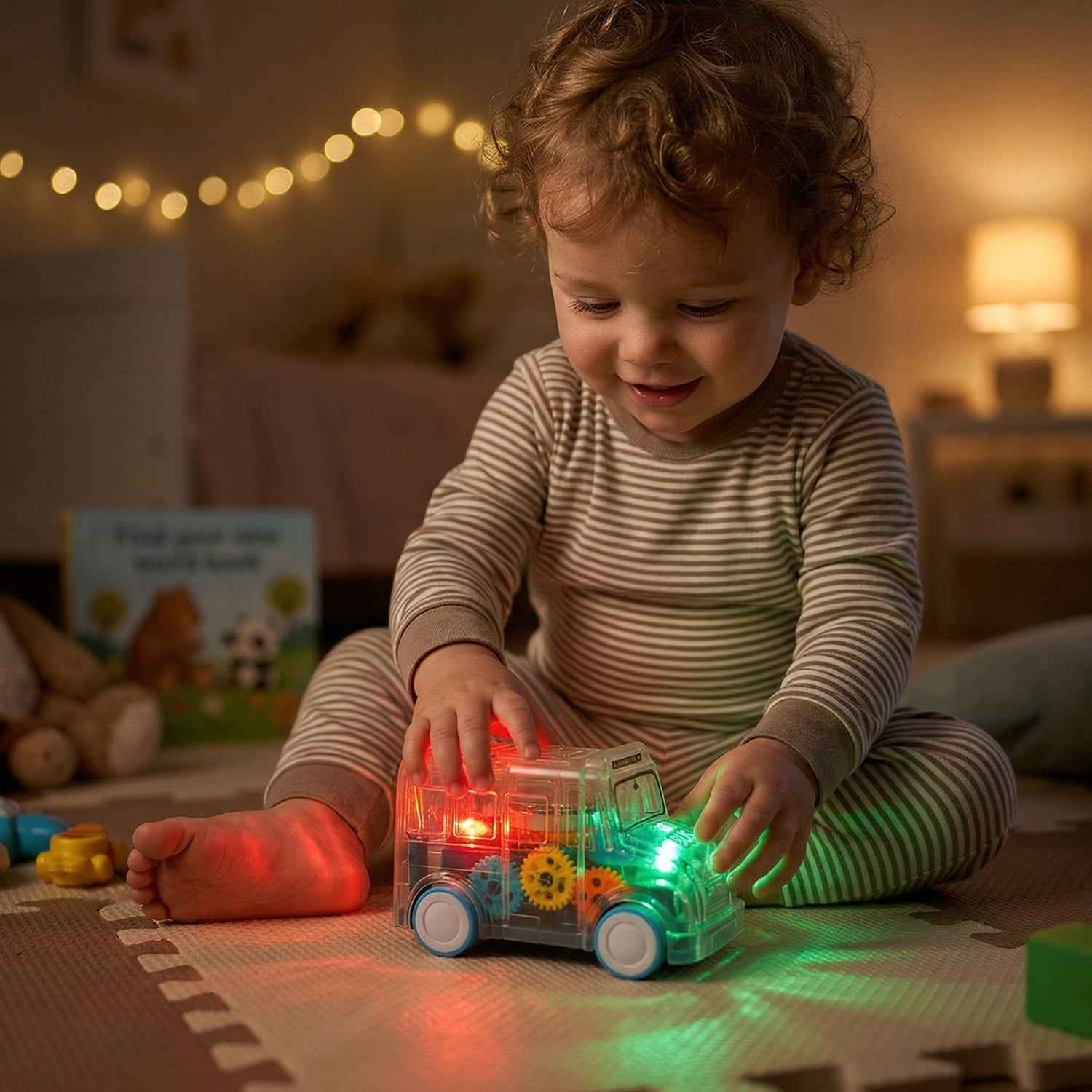 Kids Transparent Musical Light-Up School Bus – Engaging Playtime Toy
