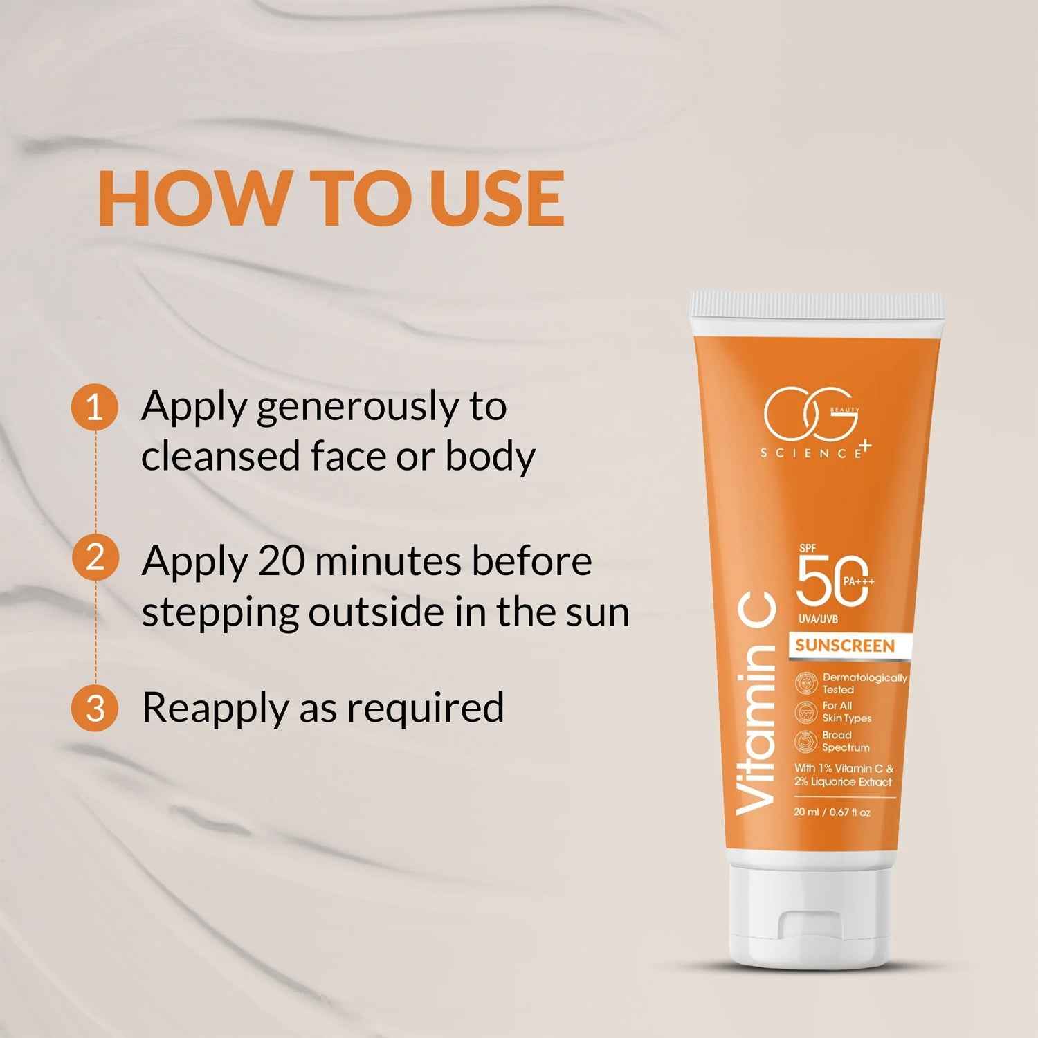 Vitamin C Sunscreen SPF 50 PA+++ – Brightening Broad-Spectrum Protection
