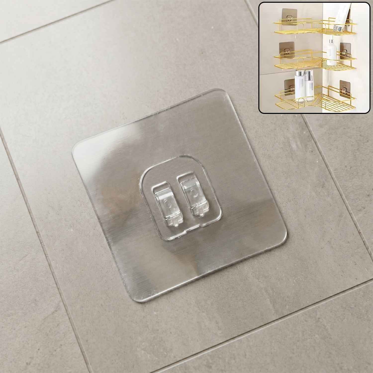 GlimmerHome transparent adhesive wall hook mounted on a clean, smooth wall.